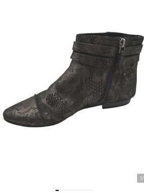 Wythe NY Ingrid Ankle Booties‎ Women 7 Black Leather Snake Texture Streetwear
